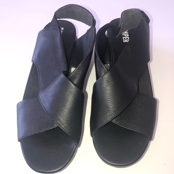 𝅺Camper balloon leather slingback wedge sandal 10 - Picture 2 of 7